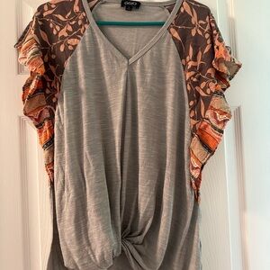 Gray and Multicolor Women's Top